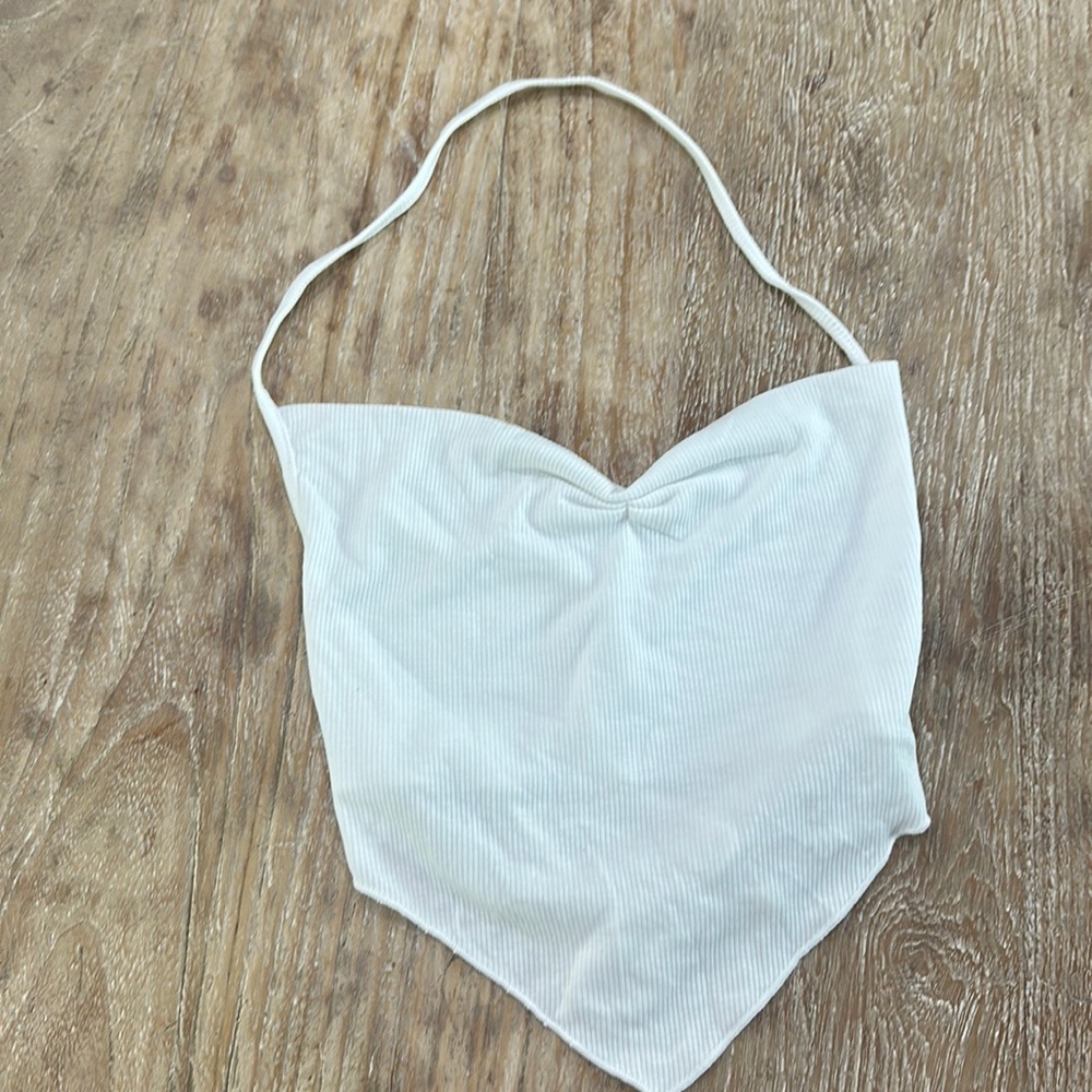 XS White Lace Up Back Bandanna Crop Top